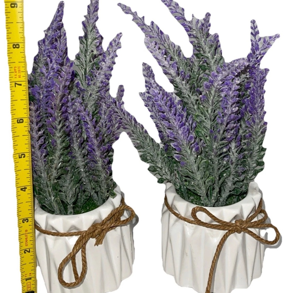 Lavender Faux Plant in White Pot Set of 2